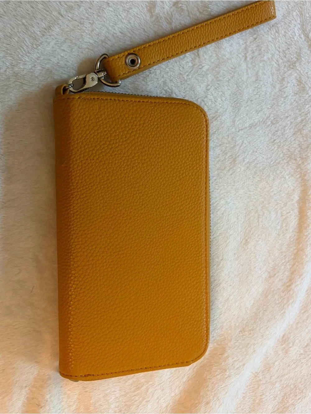 Thirty One Mustard Yellow Leather Wristlet Wallet